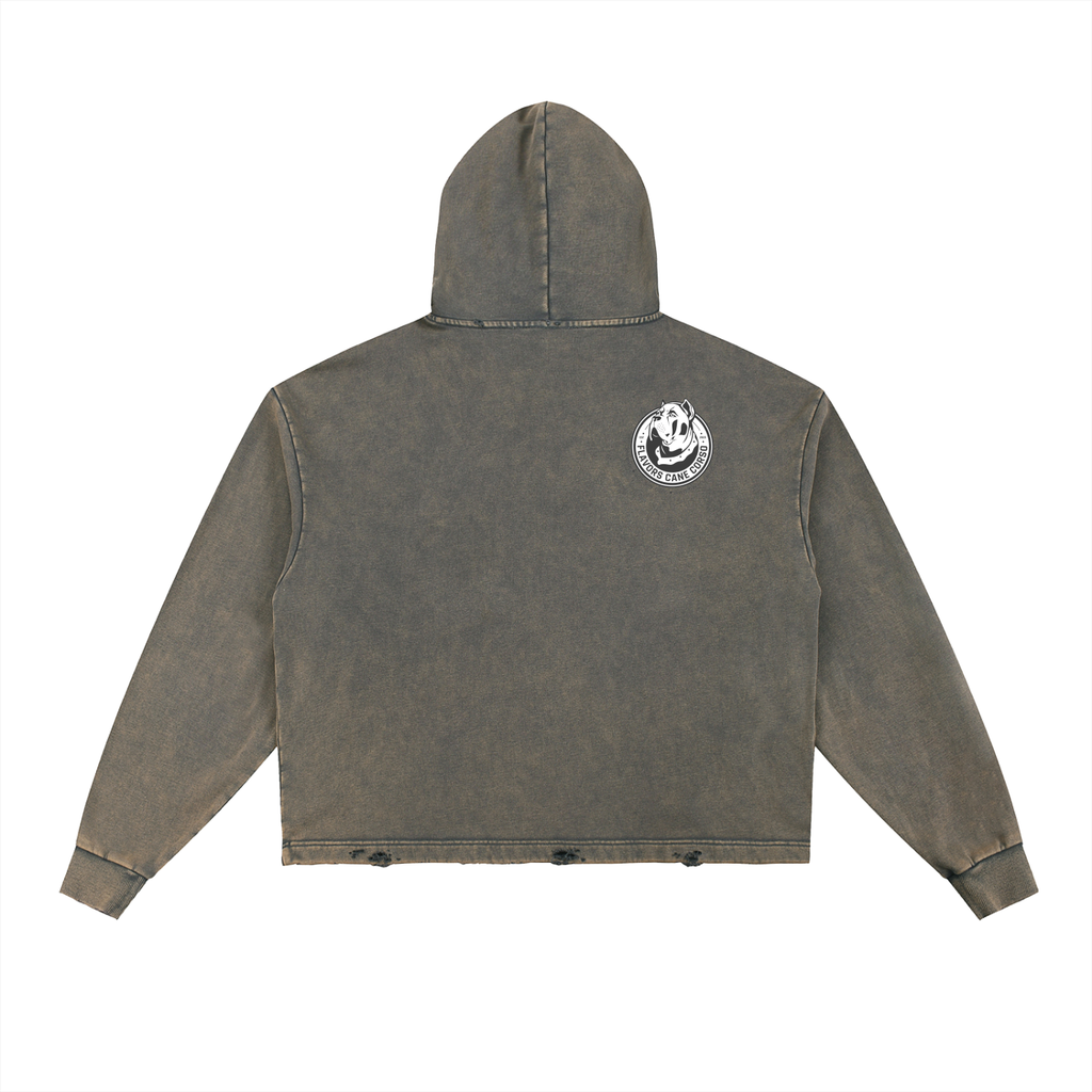 Vintage Washed Frayed-Hem Hoodie
