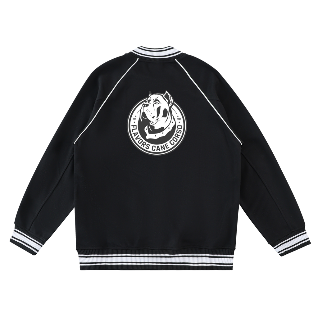 Contrast Trim Raglan Varsity Jacket