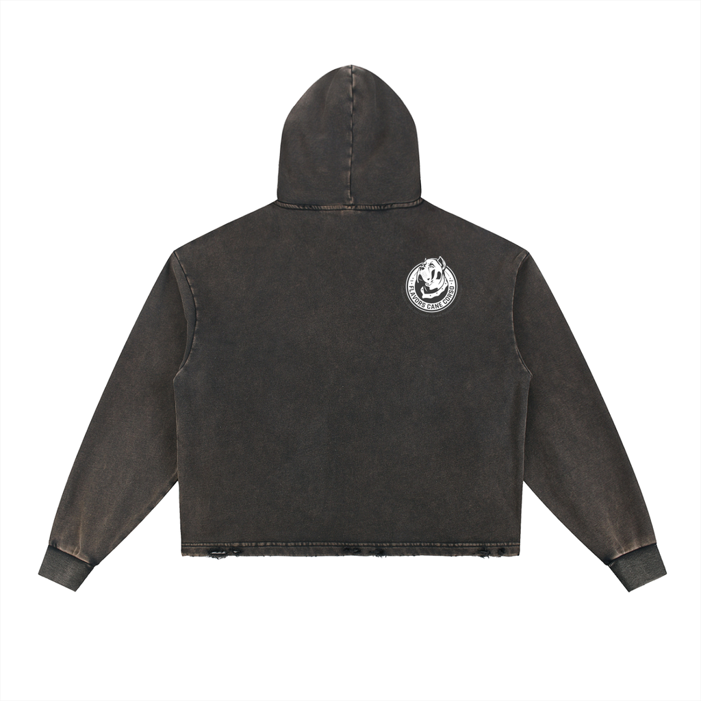 Vintage Washed Frayed-Hem Hoodie