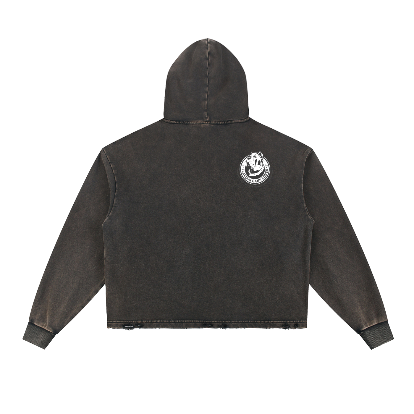 Vintage Washed Frayed-Hem Hoodie