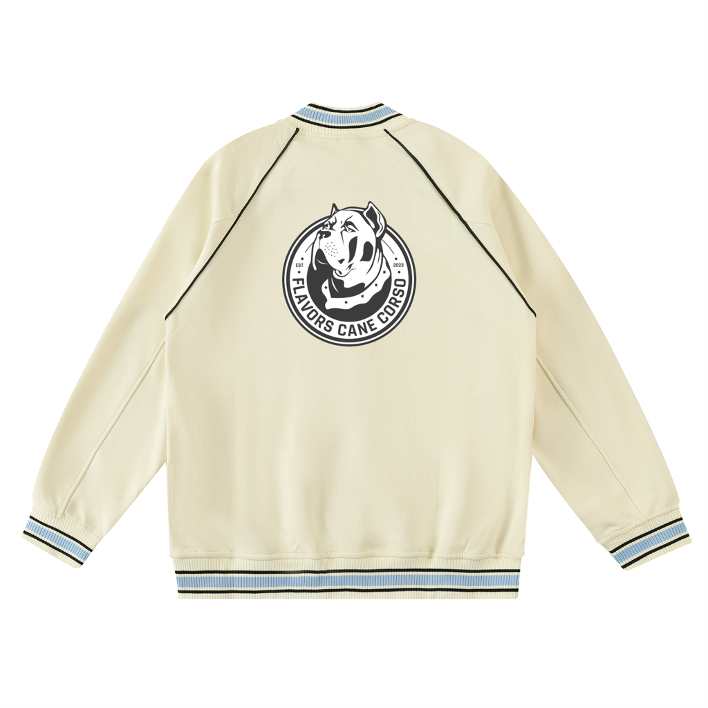 Contrast Trim Raglan Varsity Jacket