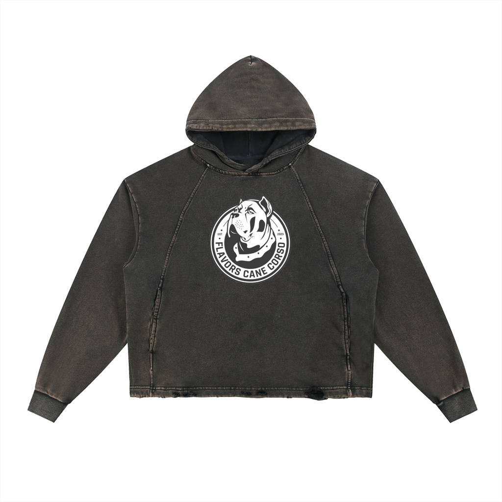 Vintage Washed Frayed-Hem Hoodie