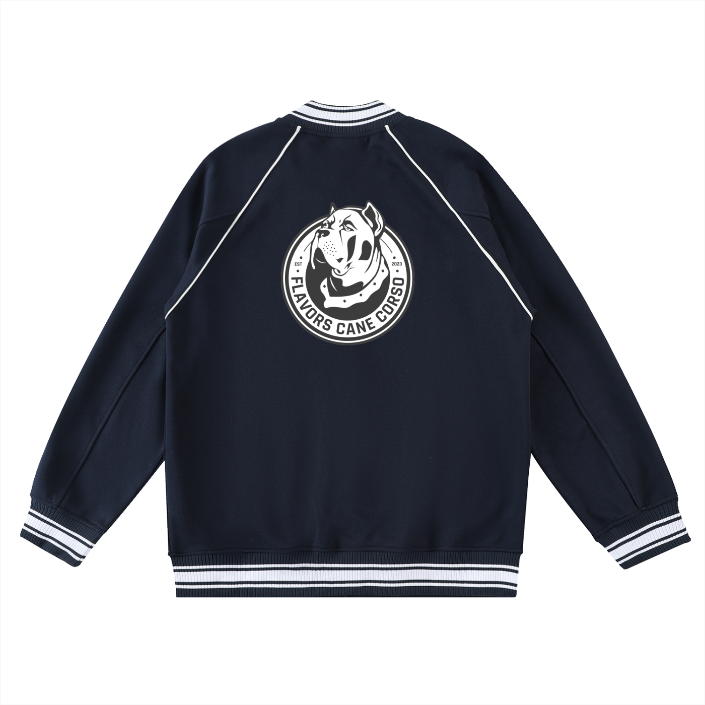 Contrast Trim Raglan Varsity Jacket