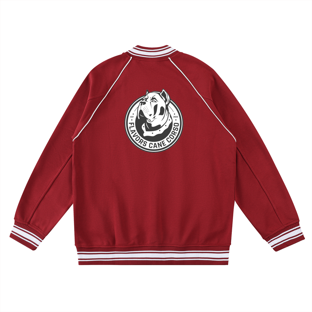 Contrast Trim Raglan Varsity Jacket