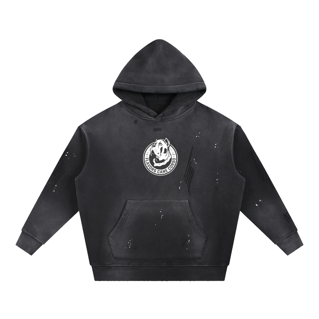 Vintage Washed Frayed Fleece Hoodie