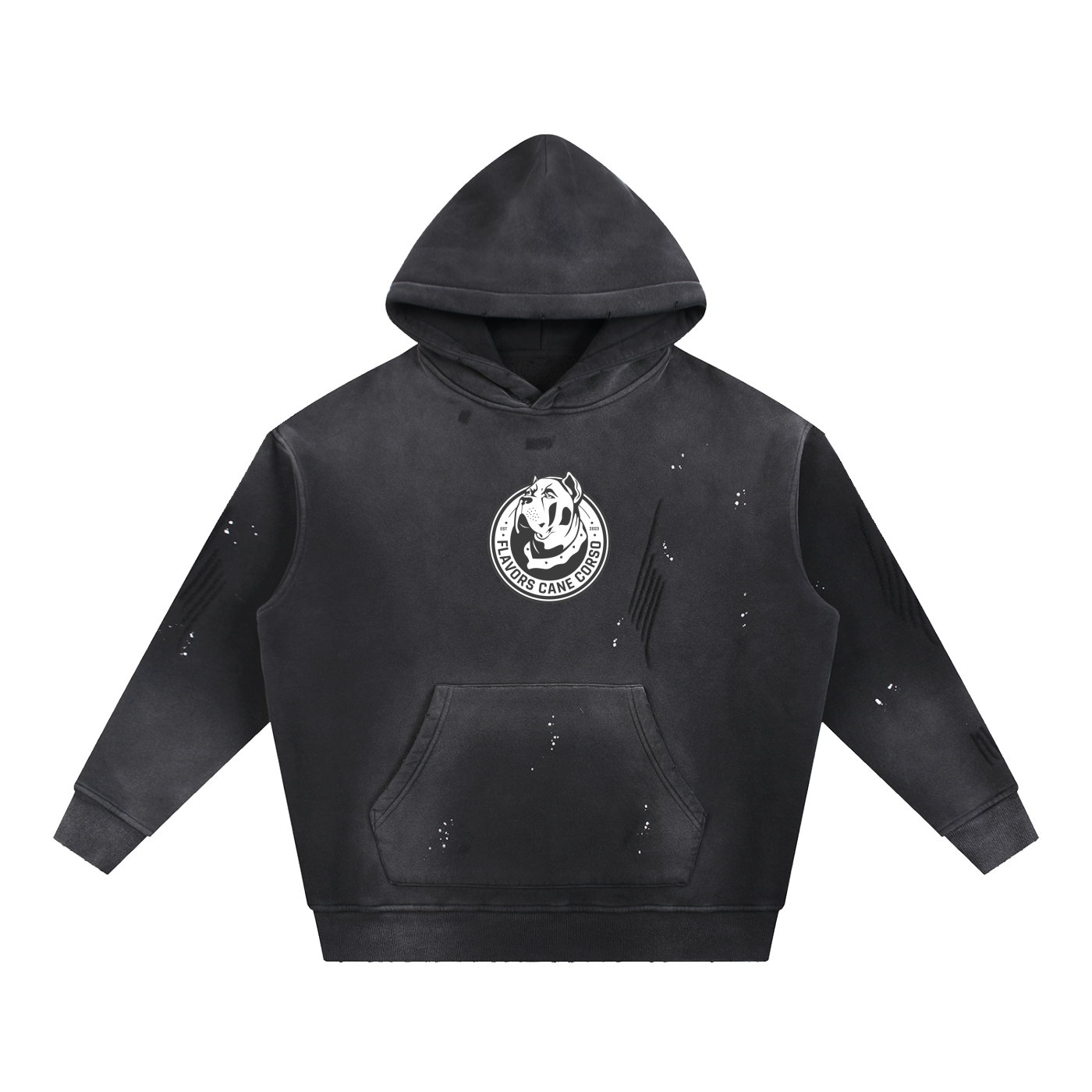 Vintage Washed Frayed Fleece Hoodie