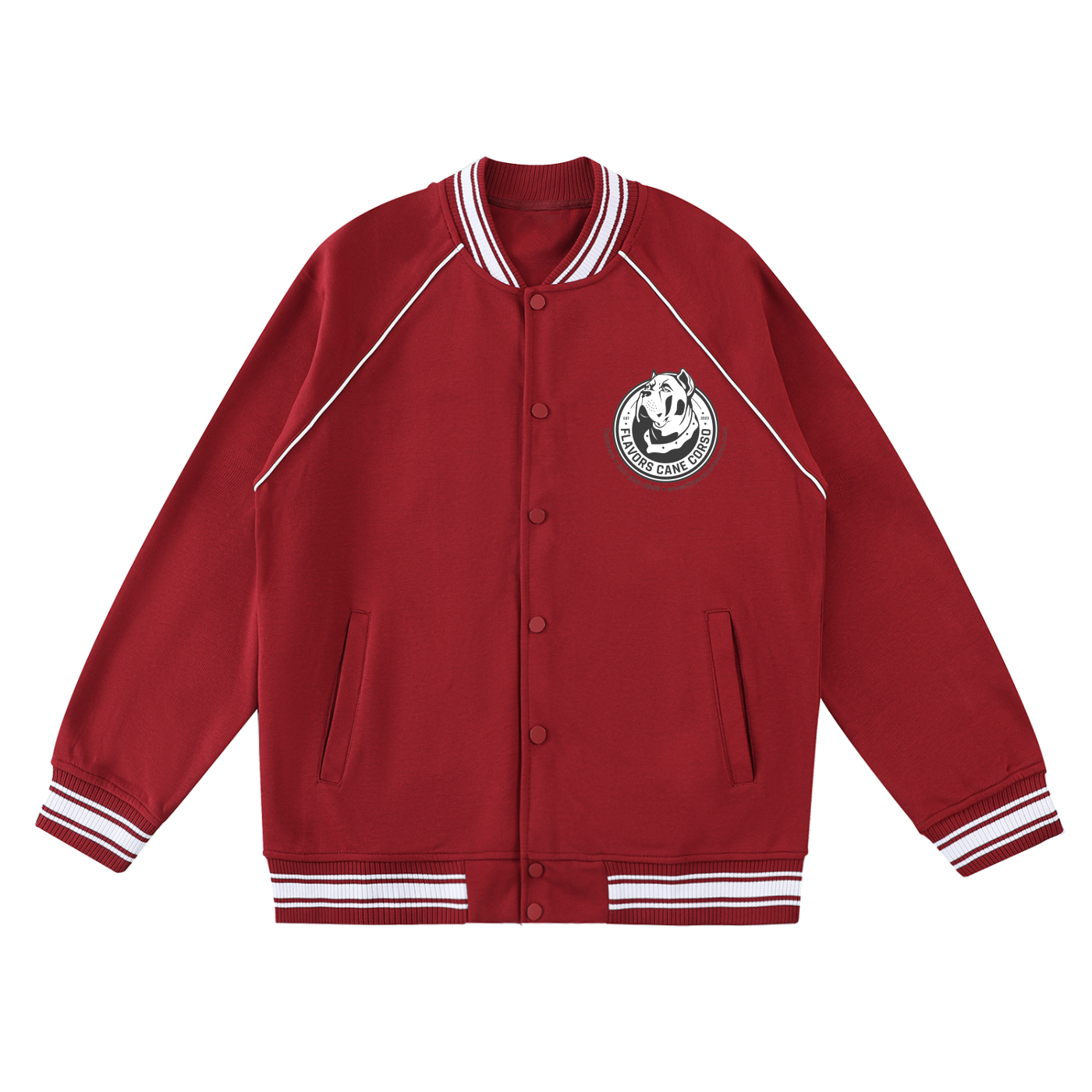 Contrast Trim Raglan Varsity Jacket