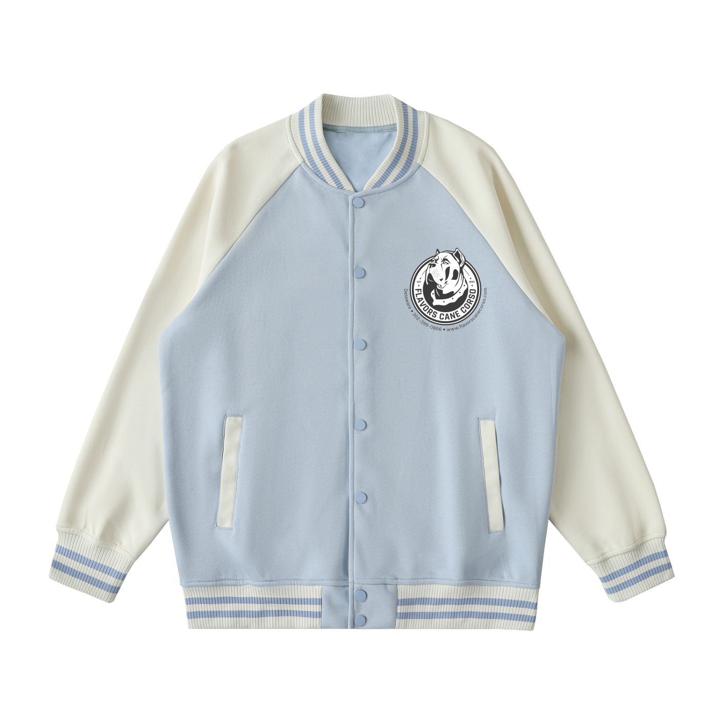 Two Tone Raglan Sleeve Varsity Jacket