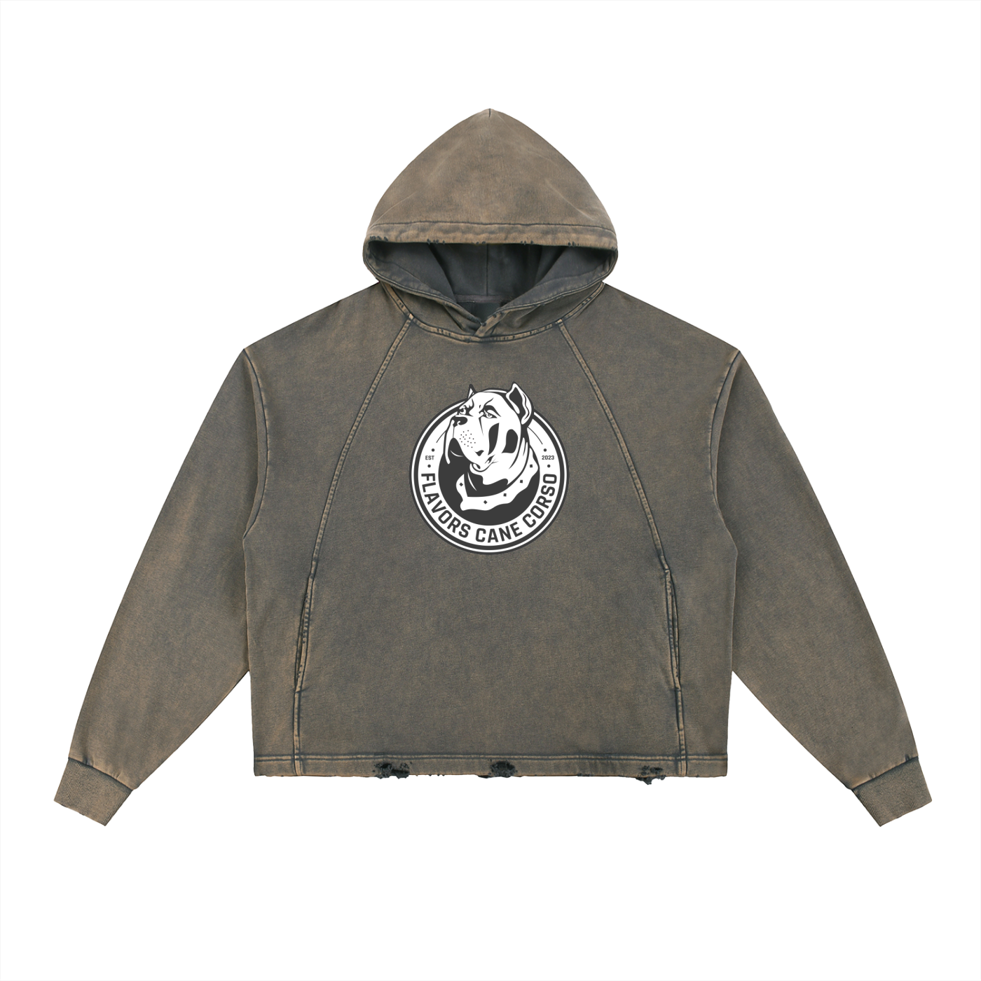 Vintage Washed Frayed-Hem Hoodie