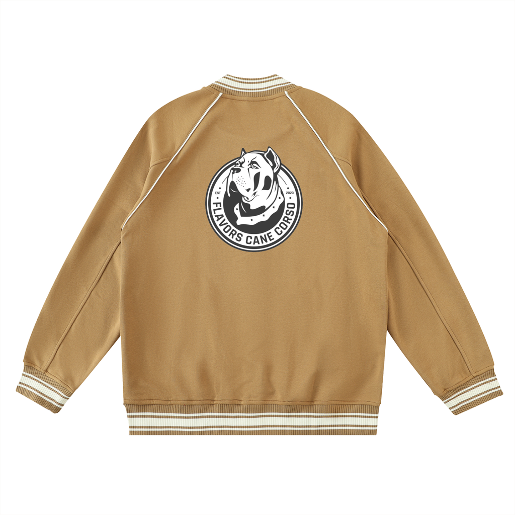 Contrast Trim Raglan Varsity Jacket