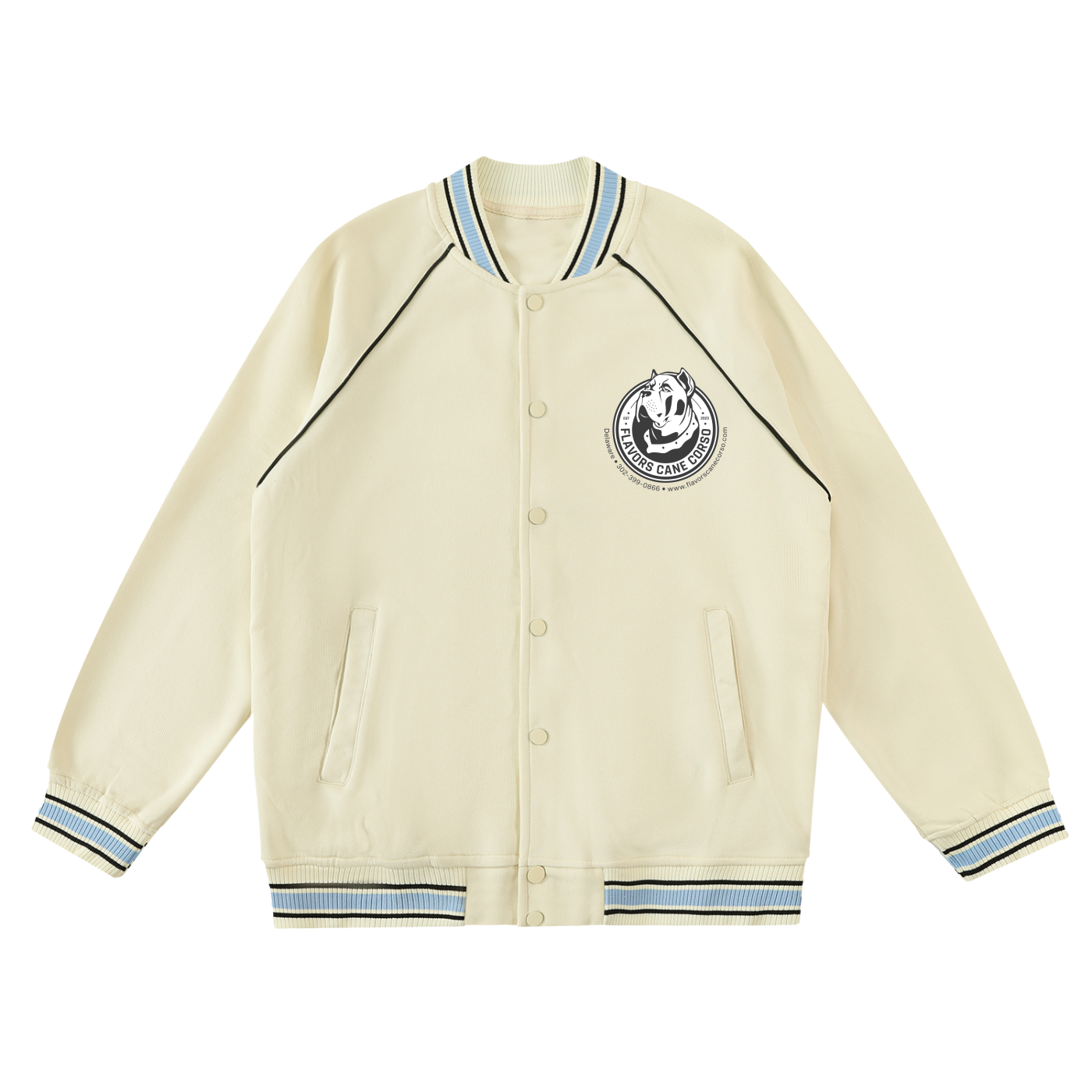 Contrast Trim Raglan Varsity Jacket