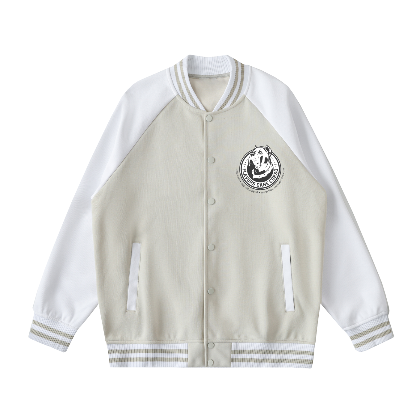 Two Tone Raglan Sleeve Varsity Jacket